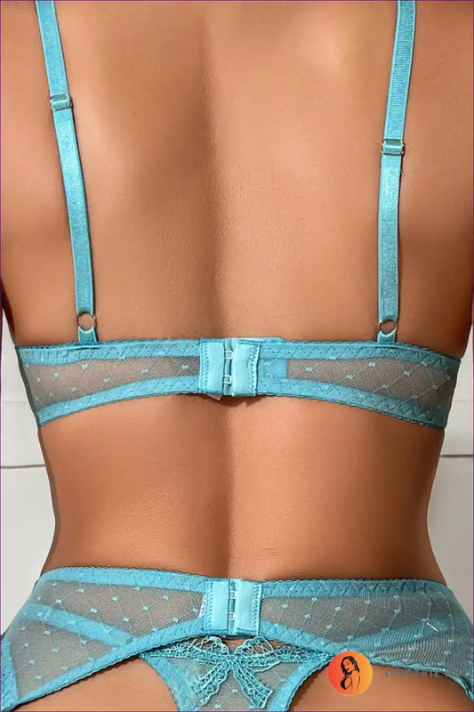 Butterfly Embroidery Lingerie Set – Sexy Elegance For Bra Set, Date Night, Lingerie, Mesh, Polyester