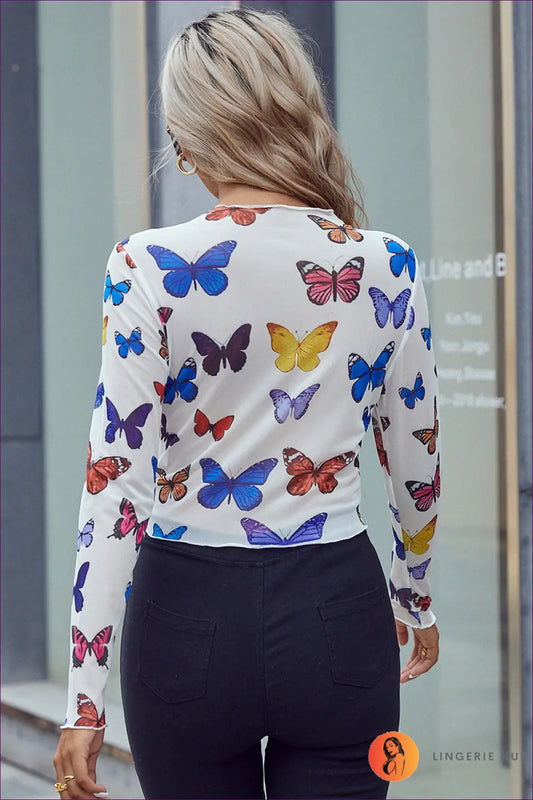 Butterfly Lace Top - Effortless Everyday Elegance - Clothing Tops - Lingerie Hut - Blouse • Casual • Crop • Floral