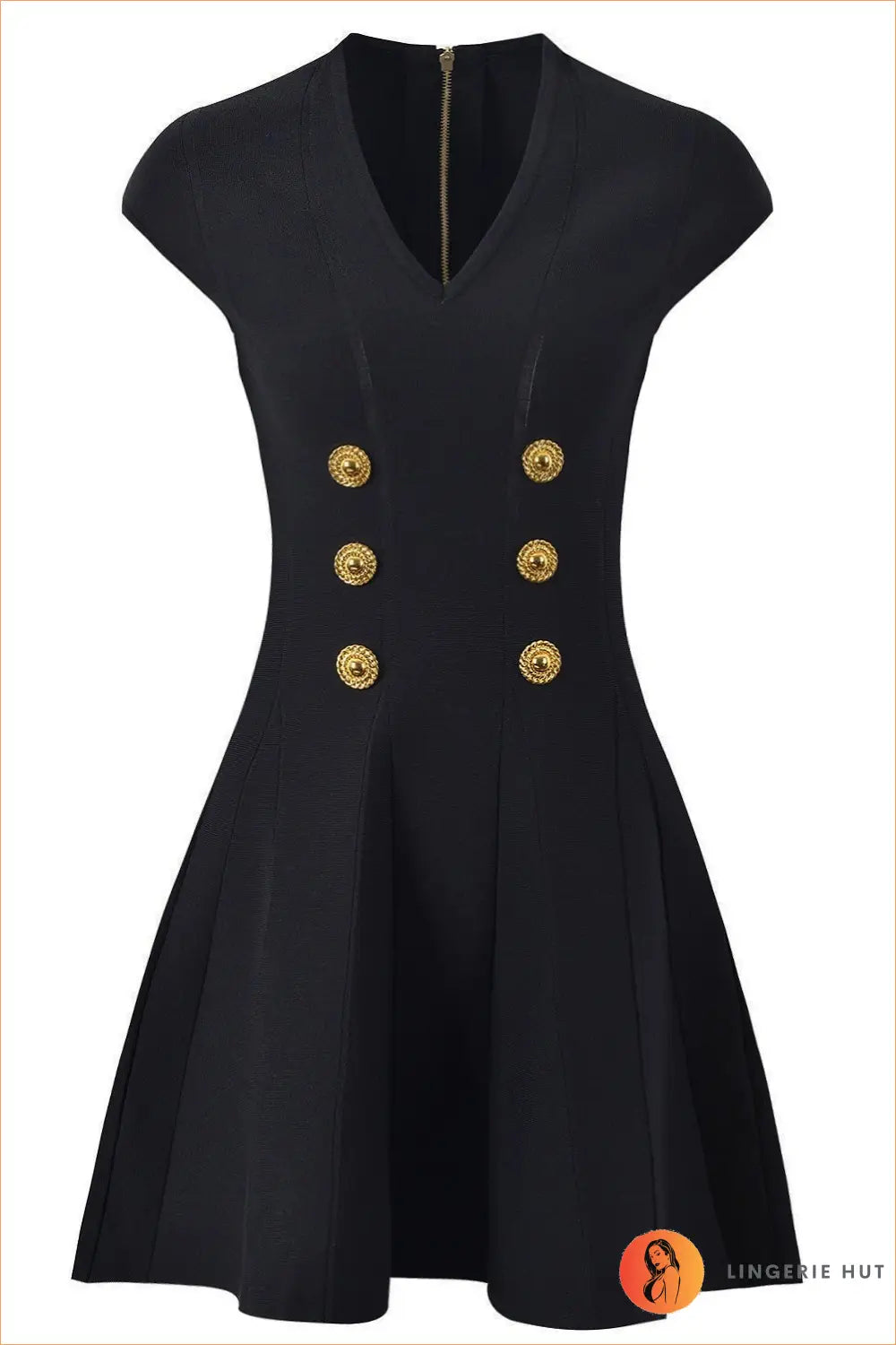 Button-detail A-line Mini Dress - Effortless Elegance - s / Black - Dresses - A-line Dress • All Season • Button Front
