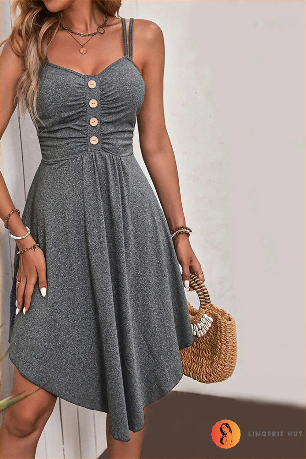 Button-front Sundress Midi Dress - Effortless Summer Chic - Dresses - A-line • Button Front • Casual • Everyday