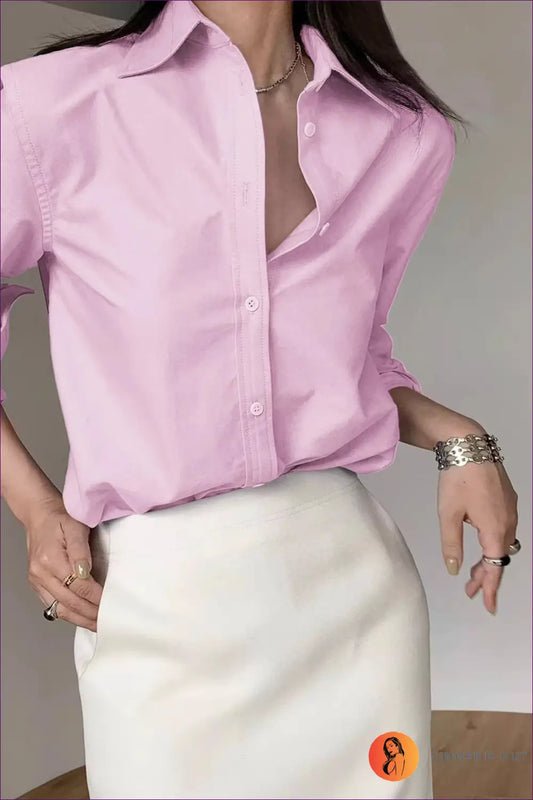 Button-up Shirt with Relaxed Fit - Effortless Chic - Top - Lingerie Hut - All Season • Autumn • Blouse • Casual