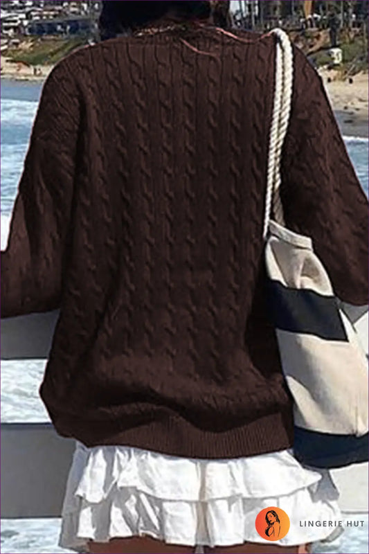 Cable Knit Jumper with Crew Neck - Cosy Weekends - Lingerie Hut - All Season • Autumn • Boho • Casual • Cotton