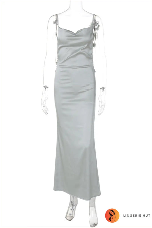 3d Floral Maxi Cami Dress - Understated Evening Glamour - s / Light Green - Dresses - Backless • Clothing • Lingerie Hut