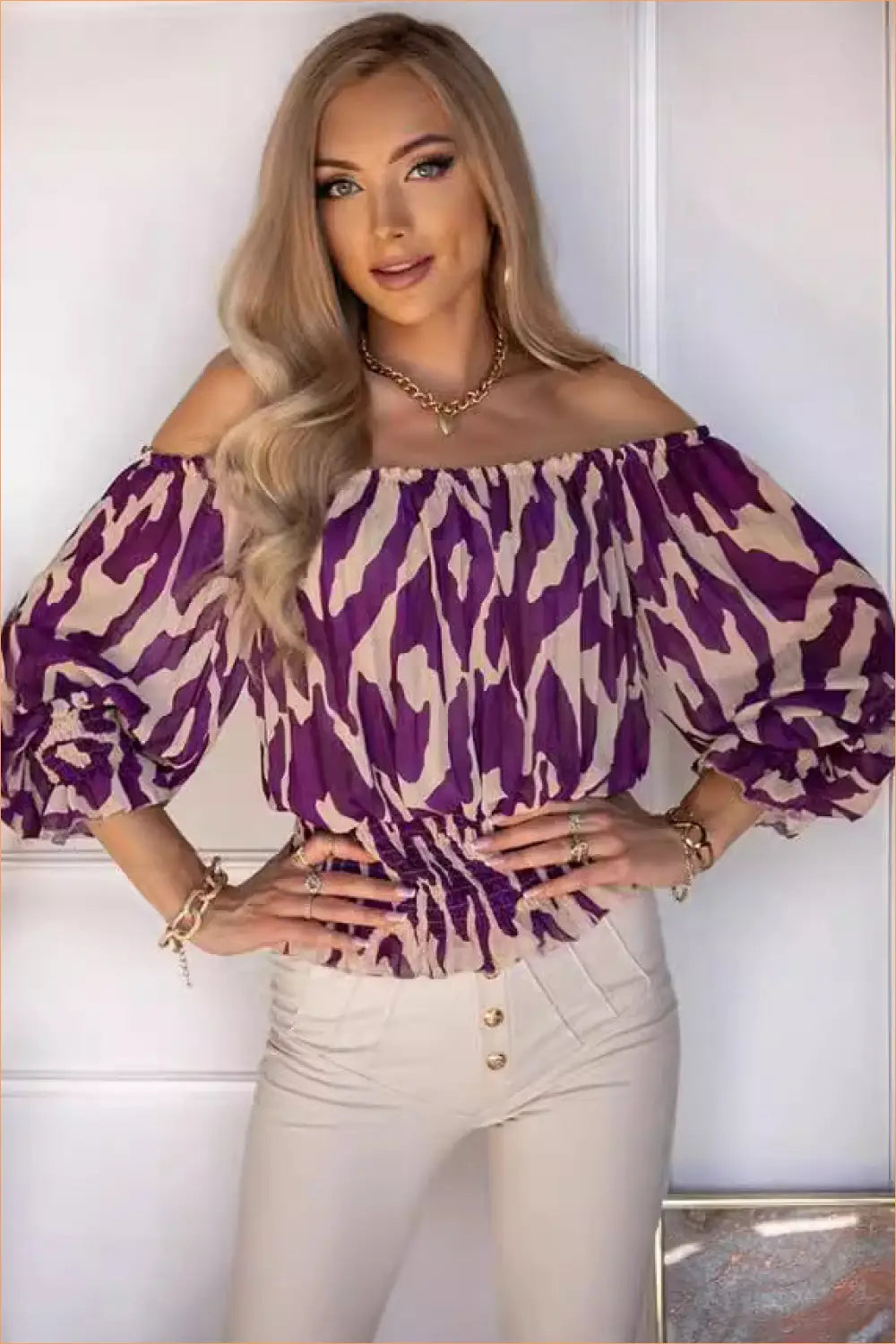 Animal Print Off-shoulder Blouse - the one They’ll Ask About - Top - Casual • Clothing • Cotton • Crop - Lingerie Hut