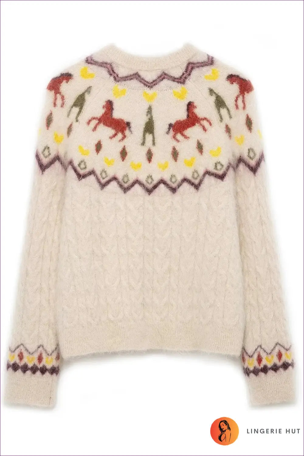 Fair Isle Cardigan Jumper - Quiet Confidence - Lingerie Hut - All Season • Autumn • Casual • Cotton • Header-fixed
