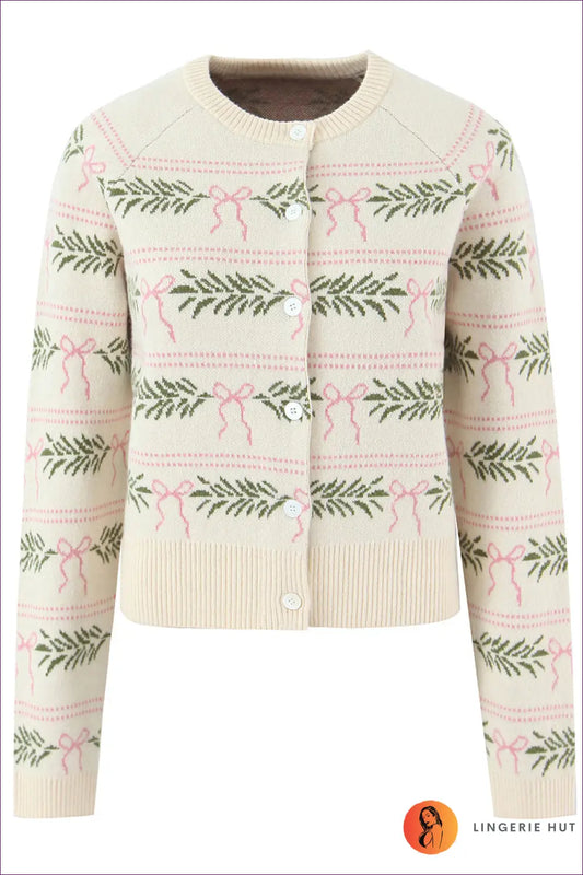 Cardigan with Floral Jacquard - Garden Party - s / Multi1 - Jumper - Lingerie Hut - Autumn • Boho • Casual • Crop