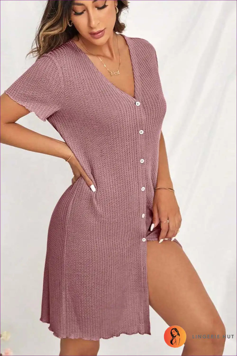 Casual V-neck Night Dress – Summer Simplicity