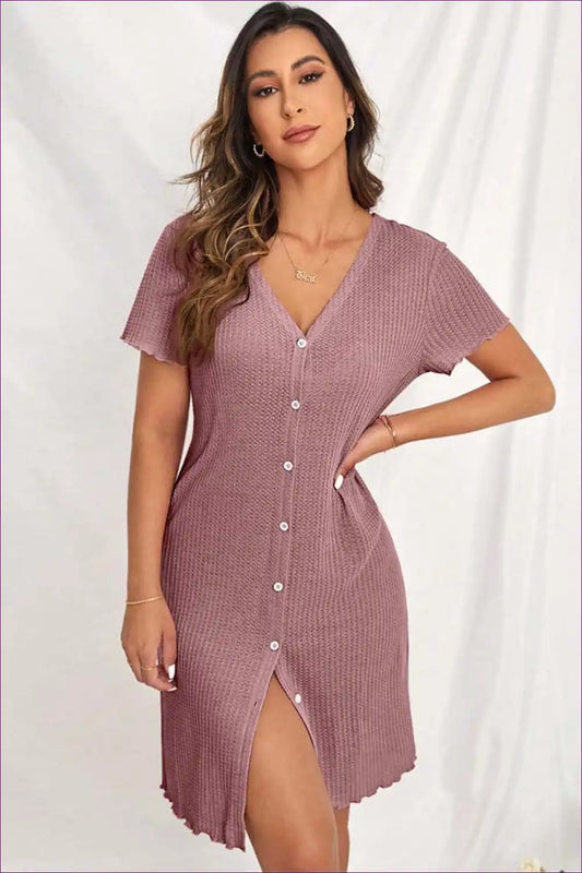 Casual V-neck Night Dress – Summer Simplicity