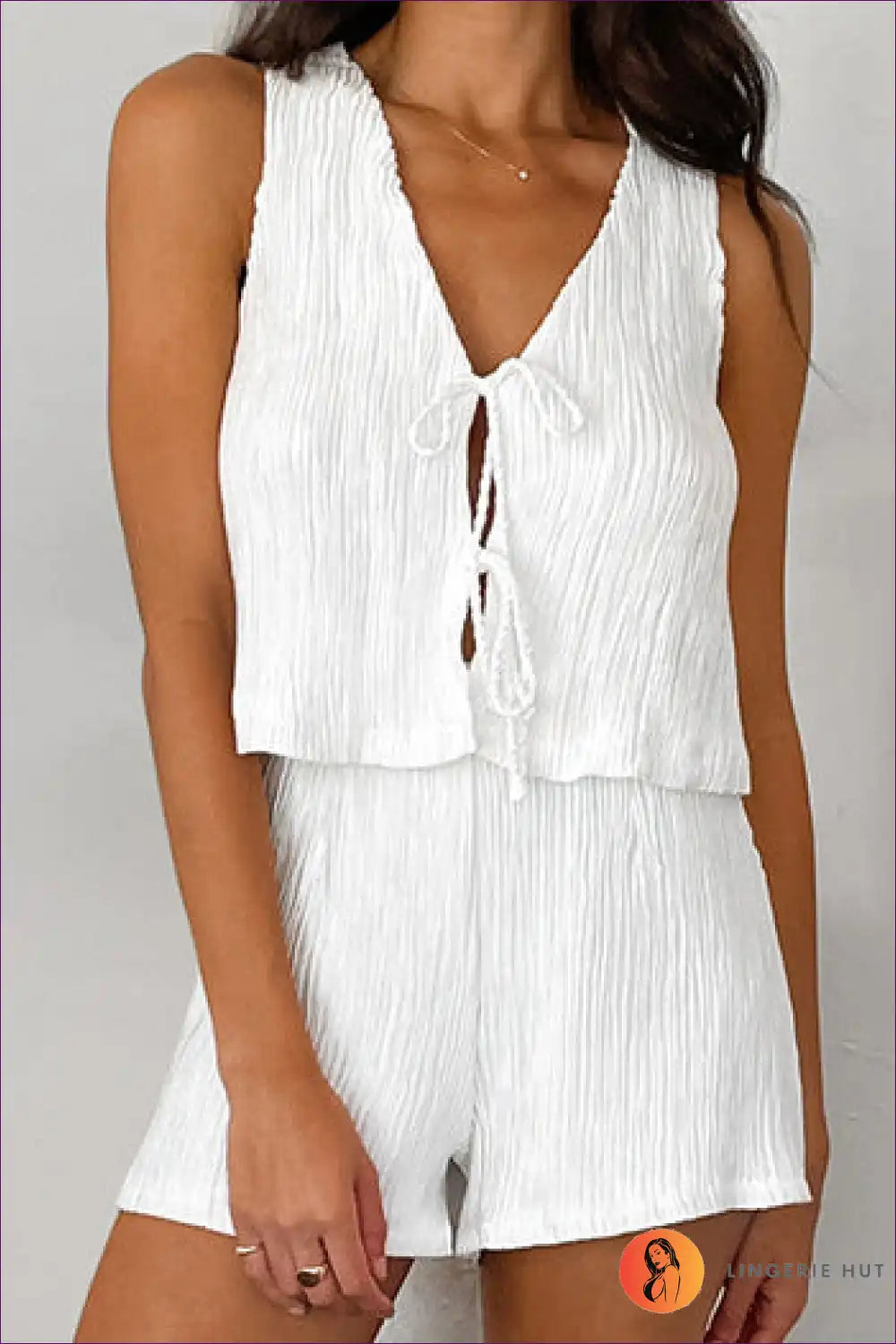 Casual V-neck Tie Set - Effortless Summer Style
