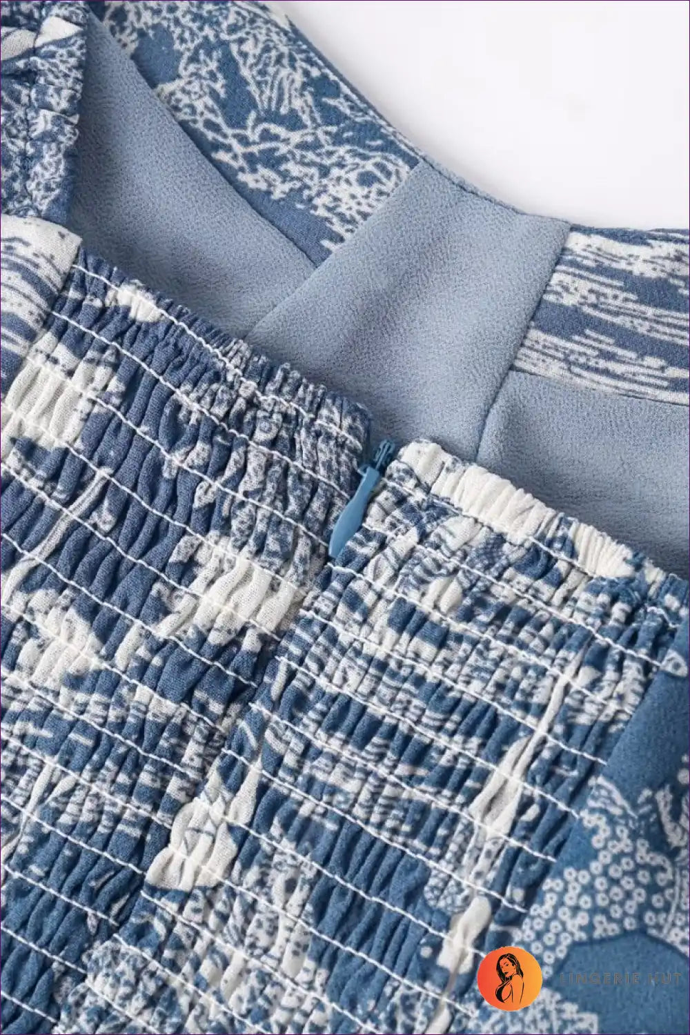 Chic Blue Printed Midi Dress