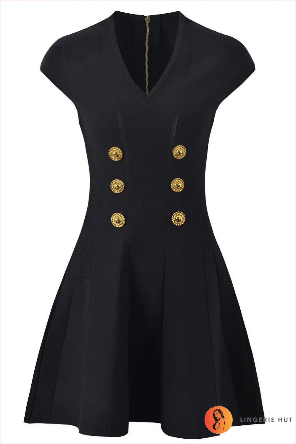 Chic Button-detail Dress – Elegant Glam For x