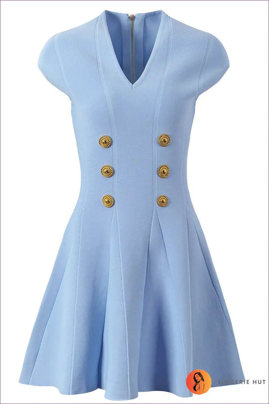 Chic Button-detail Dress – Elegant Glam For x