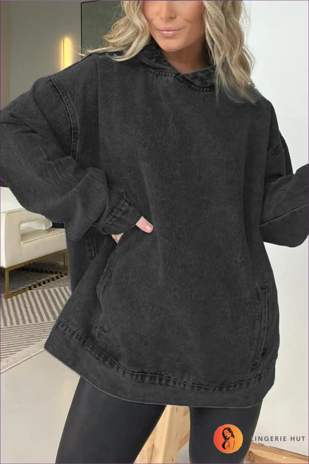 Chic Casual Denim Hoodie – Effortless Cool