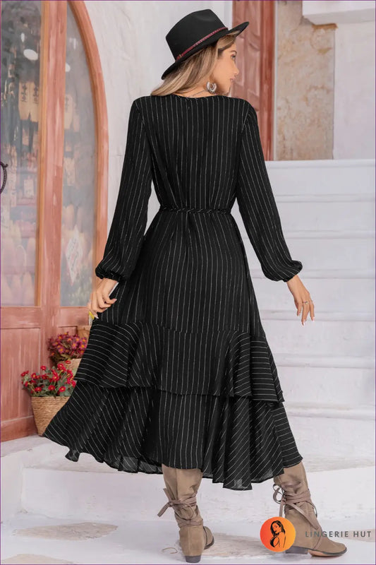 Chiffon Maxi Dress with Lantern Sleeves - Understated Glamour - Dresses - Lingerie Hut - All Season • Casual • Cutout