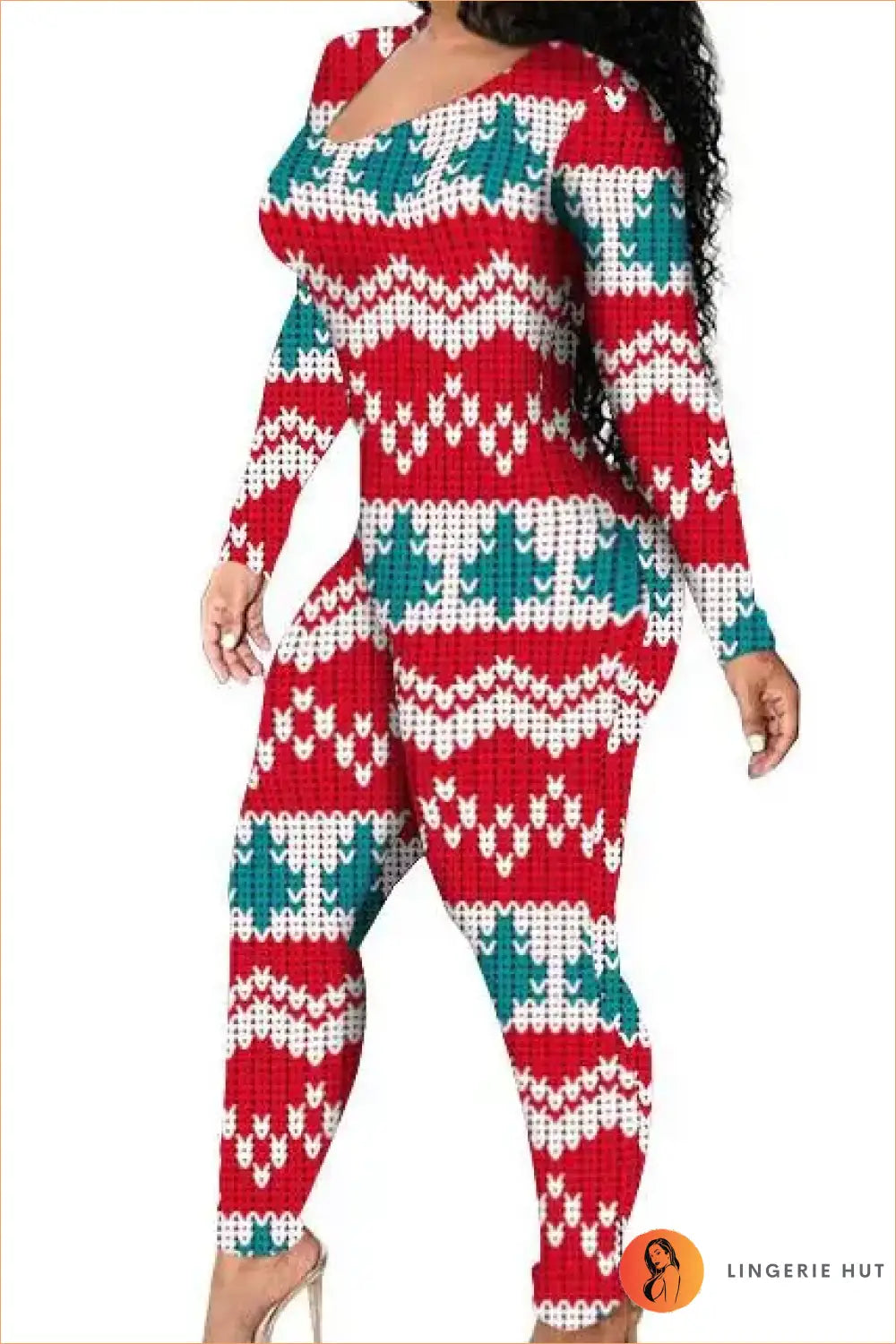 Christmas Print Jumpsuit - Multi1 / s - Bodycon • Casual • Clothing • Clubwear • Lingerie Hut