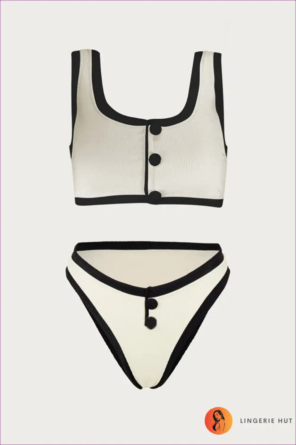 Classic Black & White Split Swimsuit - High-grade Boho Chic For x
