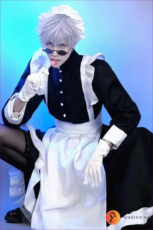 Classic Maid Costume with Apron & Headdress - Fantasy Roleplay Ready - Outfit Set - Lingerie Hut - A-line • All Season