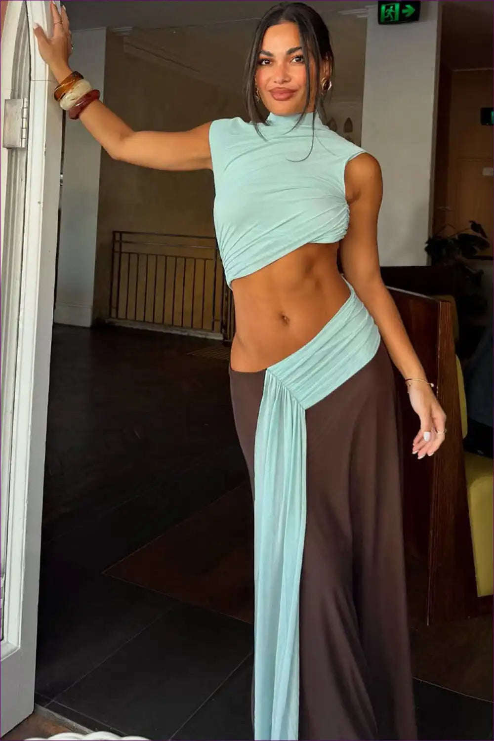 Colorblock Ribbon Cutout Maxi Dress - Trendy Party Nights for Clubwear, Crop, Cutout, Date Night,