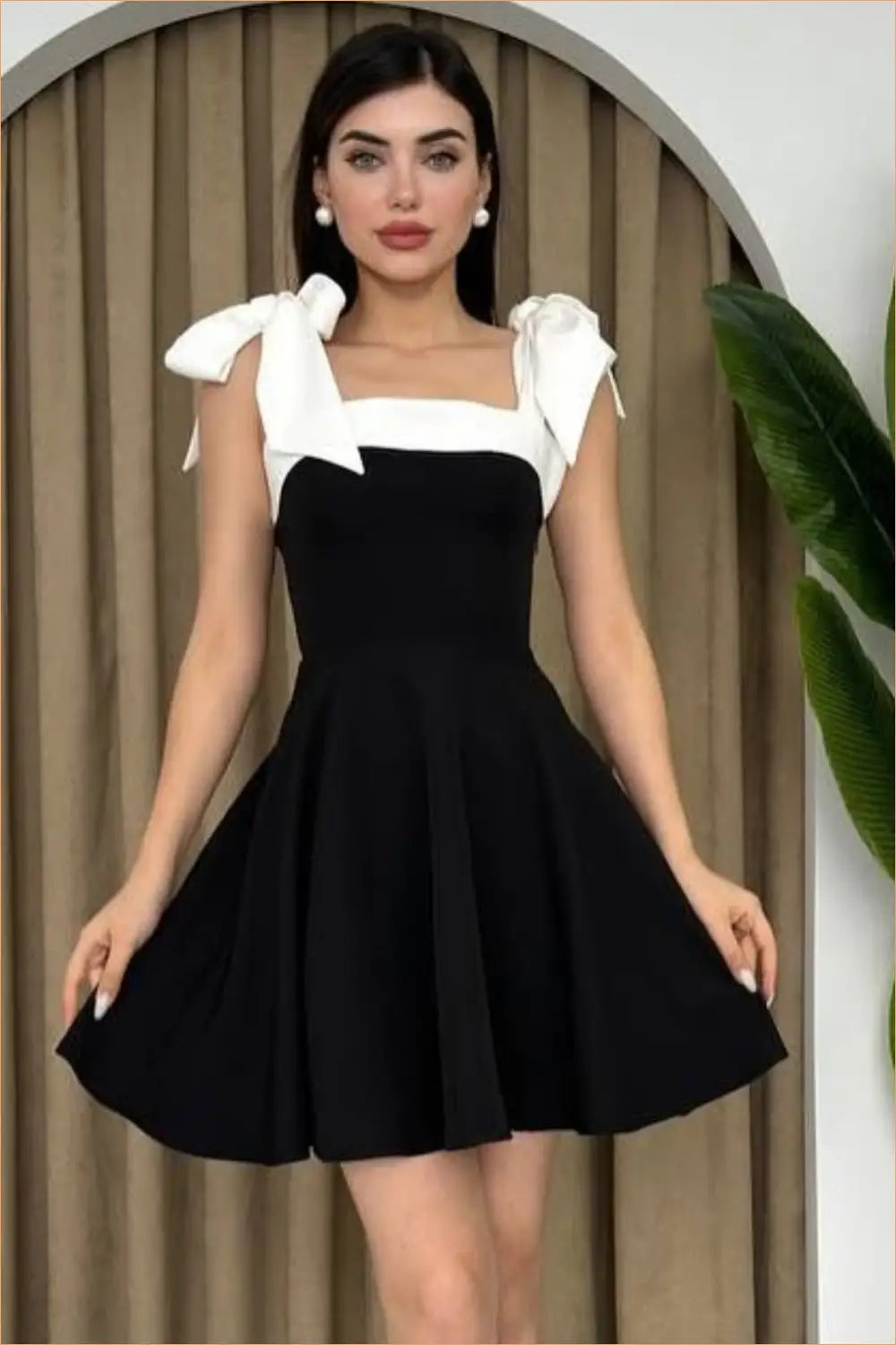 Bow Strap Mini Dress - Playful Charm from Brunch to Evening - Dresses - A-line • Casual • Everyday • Lingerie Hut