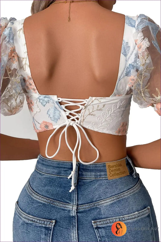 Corset Puff Sleeve Crop Top - Quiet Confidence - Shirts & Tops - Lingerie Hut - Adjustable Straps • All Season • Bodycon