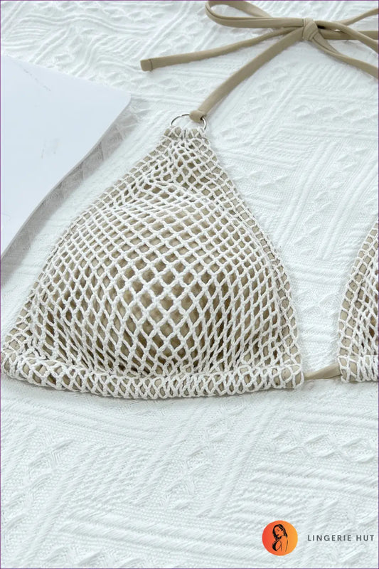 Crochet Bikini Set with Ring Accents - Effortless Beach Style - Swimwear - Lingerie Hut - Beachwear • Boho • Casual