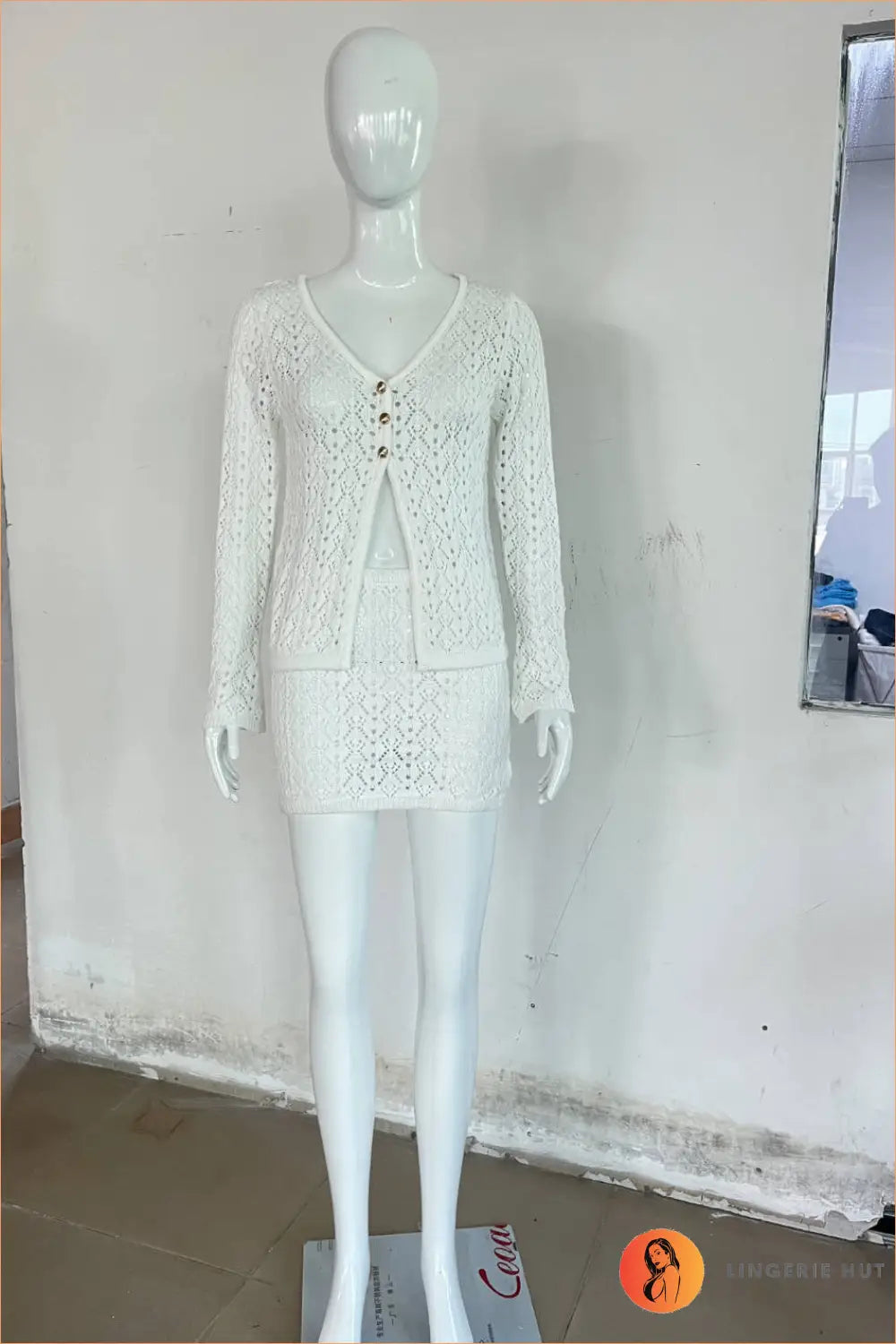 Crochet co Ord Set - Effortless Summer Boho Style - s / White - Beachwear • Casual • Clothing • Lingerie Hut