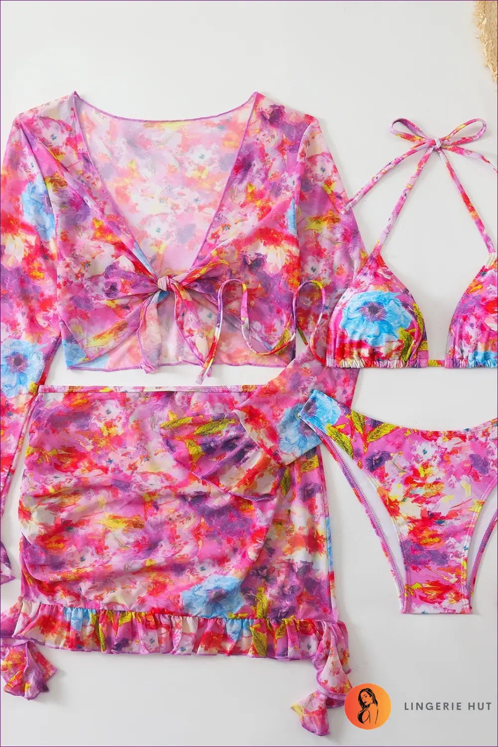 Tie-dye Crop Top & Ruffle Skirt Set - Free-spirited Summer Mood - s / Lavender - co Ord - Lingerie Hut - A-line • Boho