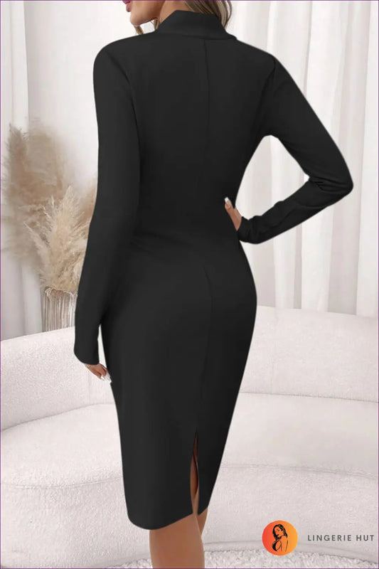 Cross V-neck Pleated Midi Dress - Effortless Elegance Edit - Dresses - Lingerie Hut - A-line • Autumn • Casual