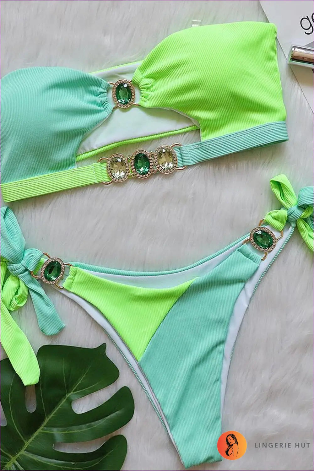 Crystal Strapless Bikini - Summer Evenings Sorted - s / Green - Swimwear - Lingerie Hut - Beachwear • Boho • Cutout