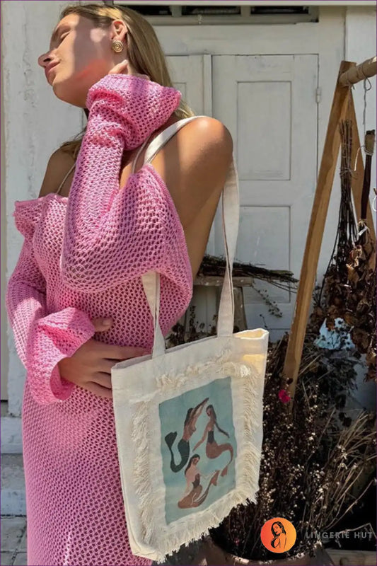 Cut-out Back Knitted Maxi Dress for Getaways - Effortless Allure