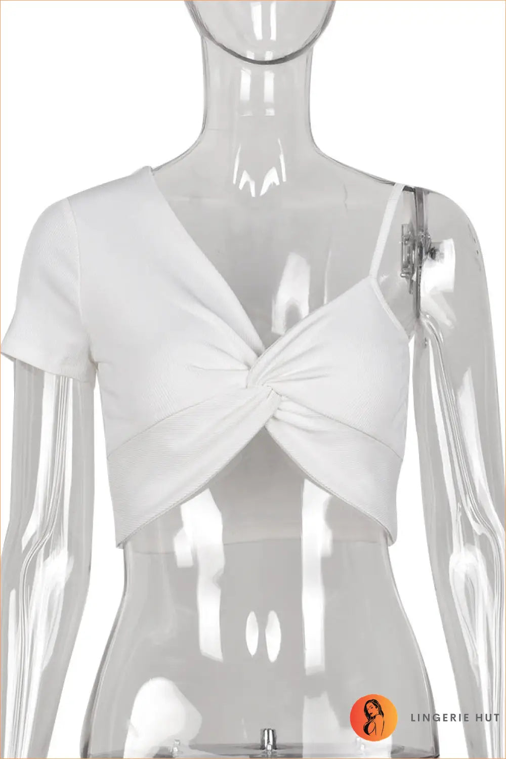 Cut out Pleated Crop Top - not your Basic - s / White - Clothing • Cutout • Date Night - Lingerie Hut