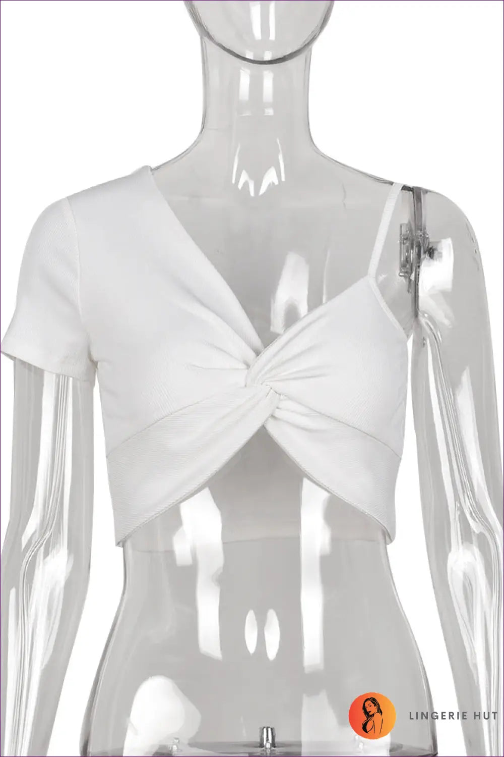Cut out Pleated Crop Top - not your Basic - s / White - Shirts & Tops - Lingerie Hut - Casual • Cutout • Date Night