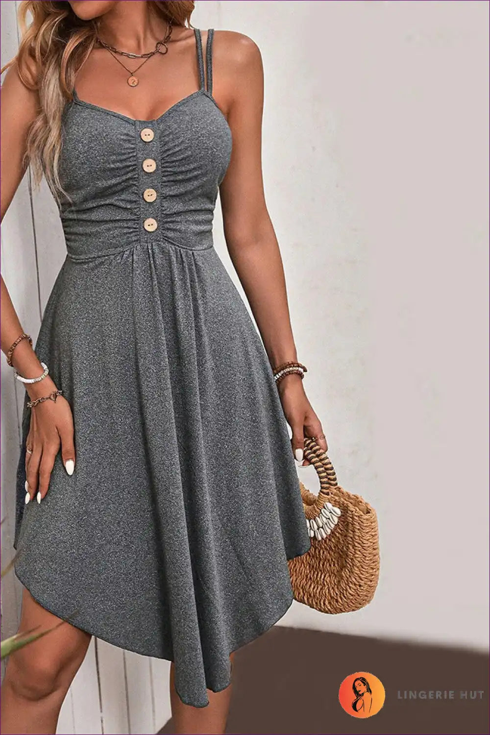 Cute Button-front Sundress - Effortless Style