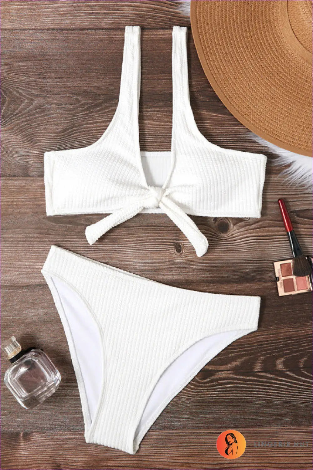 Cutout Bikini with Sunken Stripe Detail - Poolside Essential - s / White - Lingerie Hut - Backless • Beachwear • Casual