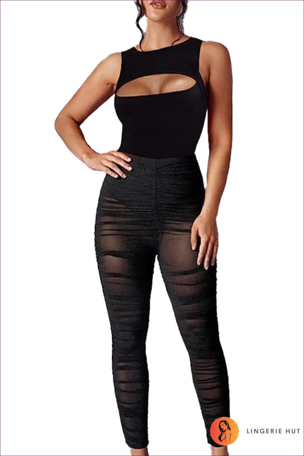 Cutout Sleeveless Bodysuit - Bold but Wearable - Lingerie - Hut - Bodycon • Casual • Date Night