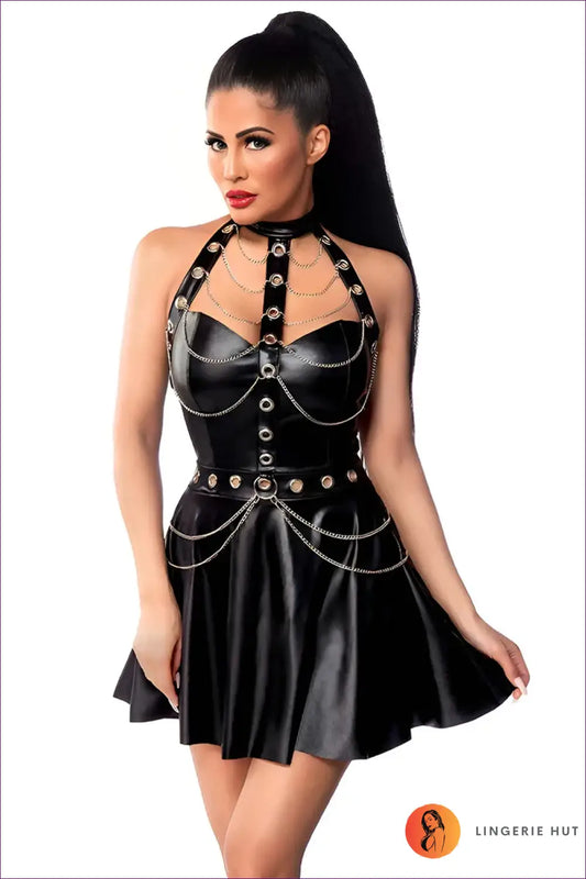Dancing Queen Costume with Chain Harness Detail - Nightclub Attitude - Outfit Set - Lingerie Hut - Backless • Clubwear