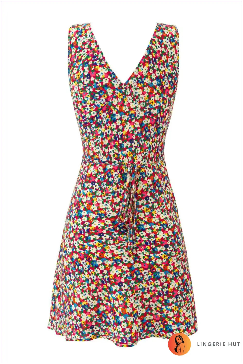 Dark Brown Floral Ruffle Mini Swing Dress - Tie Strap - Boho • Elegant • Everyday • Pullwind