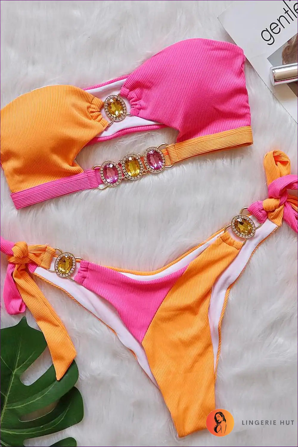 Unleash Your Inner Goddess & Shine Bright This Summer In Our Dazzling Crystal Diamond Strapless Bikini