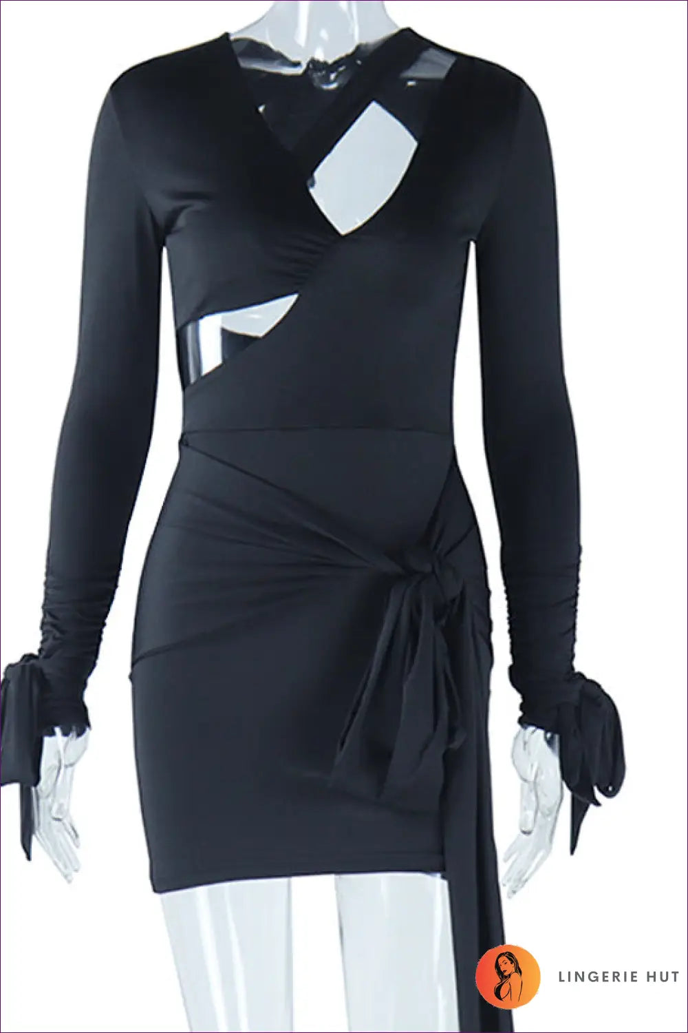 Deep v Bodycon Mini Dress - Made for Date Night - s / Black - Dresses - Lingerie Hut - Backless • Cutout • Evening Wear