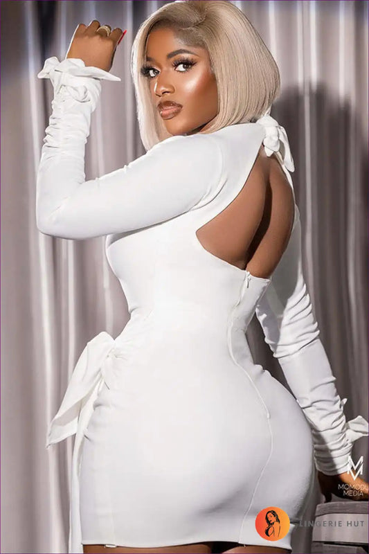 Turn Heads With Our Backless Mini Dress! Elevate Your Style And Own The Night In This Sexy Deep v Plunge