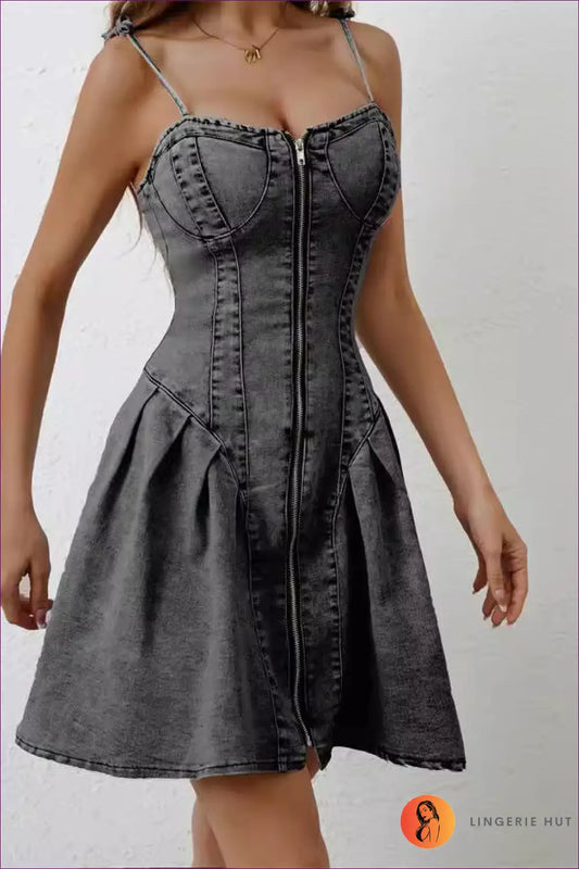 Denim Corset Mini Dress - Effortless Summer Style - s / Black - Dresses - Lingerie Hut - A-line • Casual • Cutout