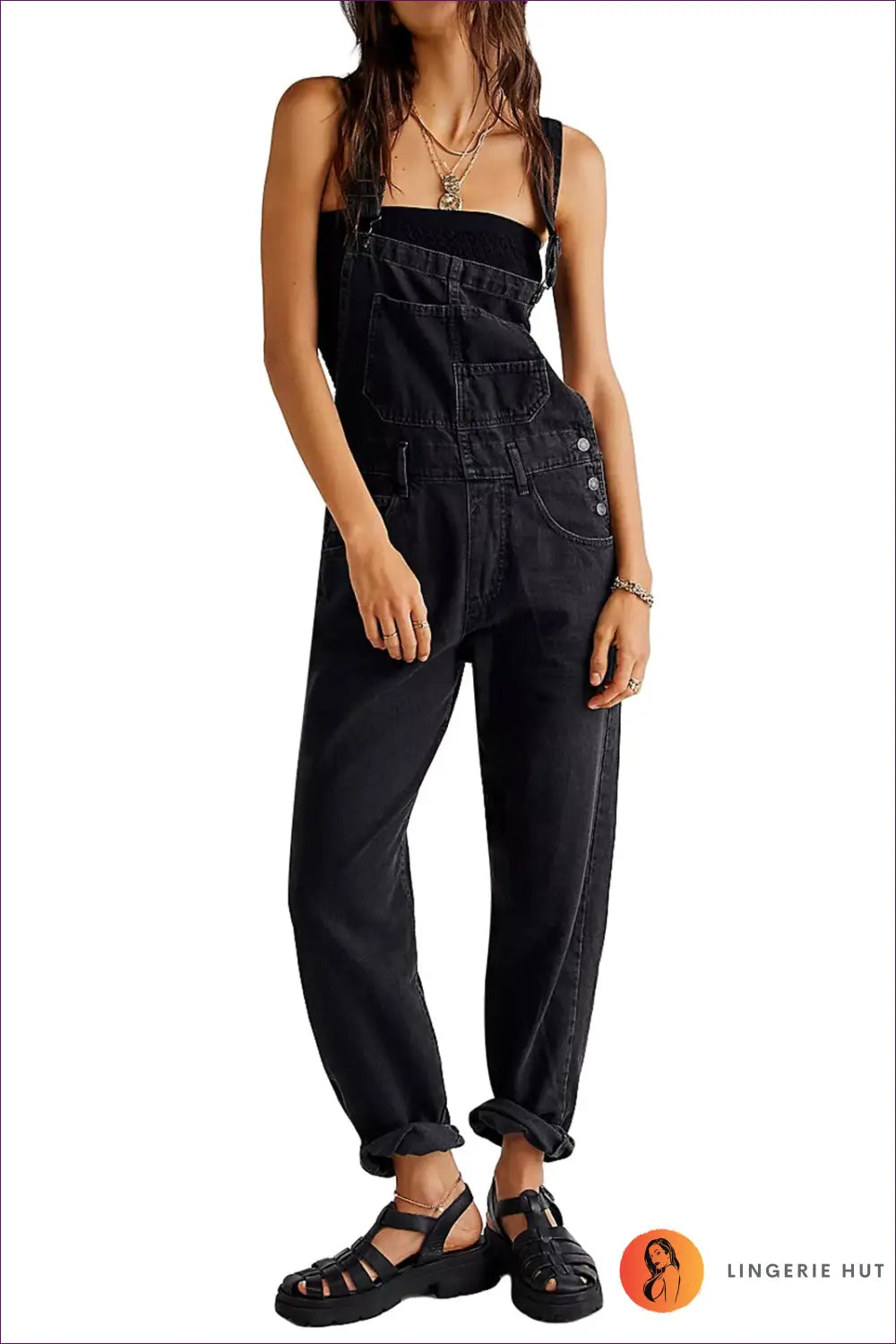 Denim Jumpsuit - Effortless Everyday Cool - s / Black - Clothing - Lingerie Hut - All Season • Autumn • Casual • Cotton