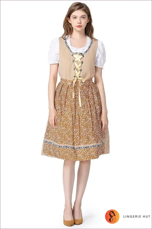 Dirndl Costume with Lace-up Bodice - Bavarian Party Mood - Floral • Halloween • just in • Lingerie - Hut