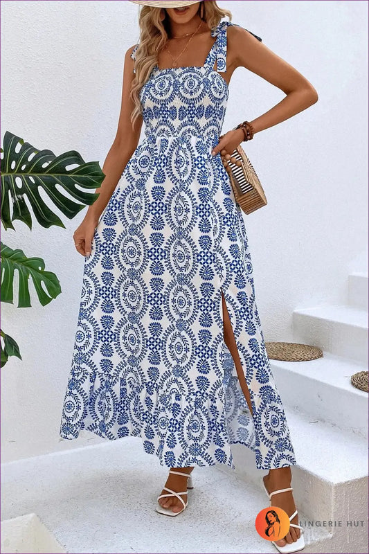 Maxi Paisley Print Dress - Garden Party Ready - Dresses - A-line • Belted • Boho • Casual • Clothing - Lingerie Hut