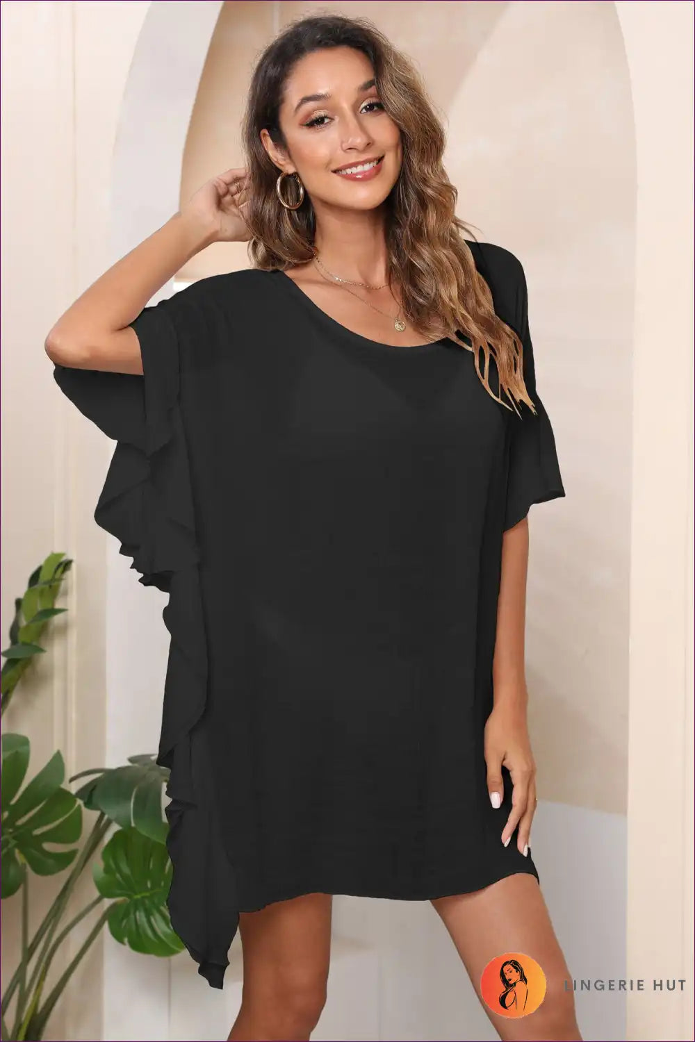 Effortless Ruffle Sleeve Dress – Casual Chic