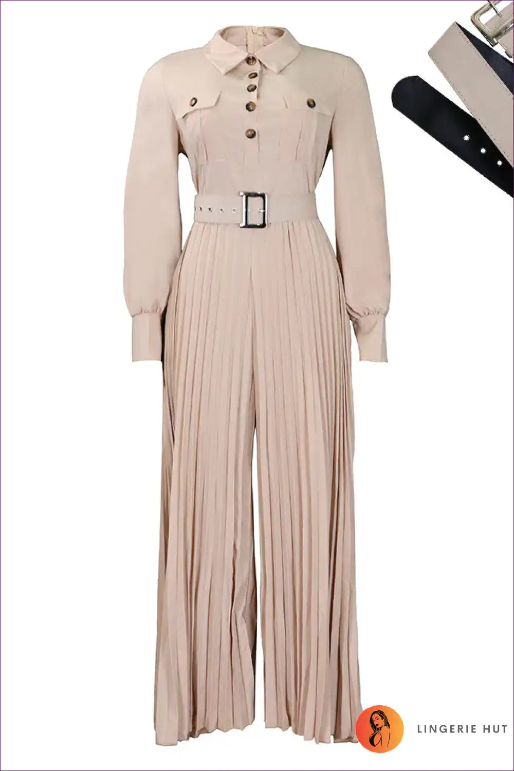 Elegant Belted Collared Set - Effortless Style For x