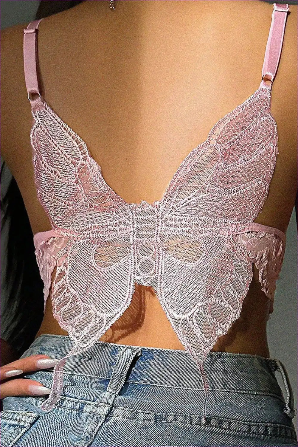 Embrace Summer Elegance With Lingerie Hut’s Butterfly Lace Camisole. Featuring a V-neck And Belted Bow Detail,