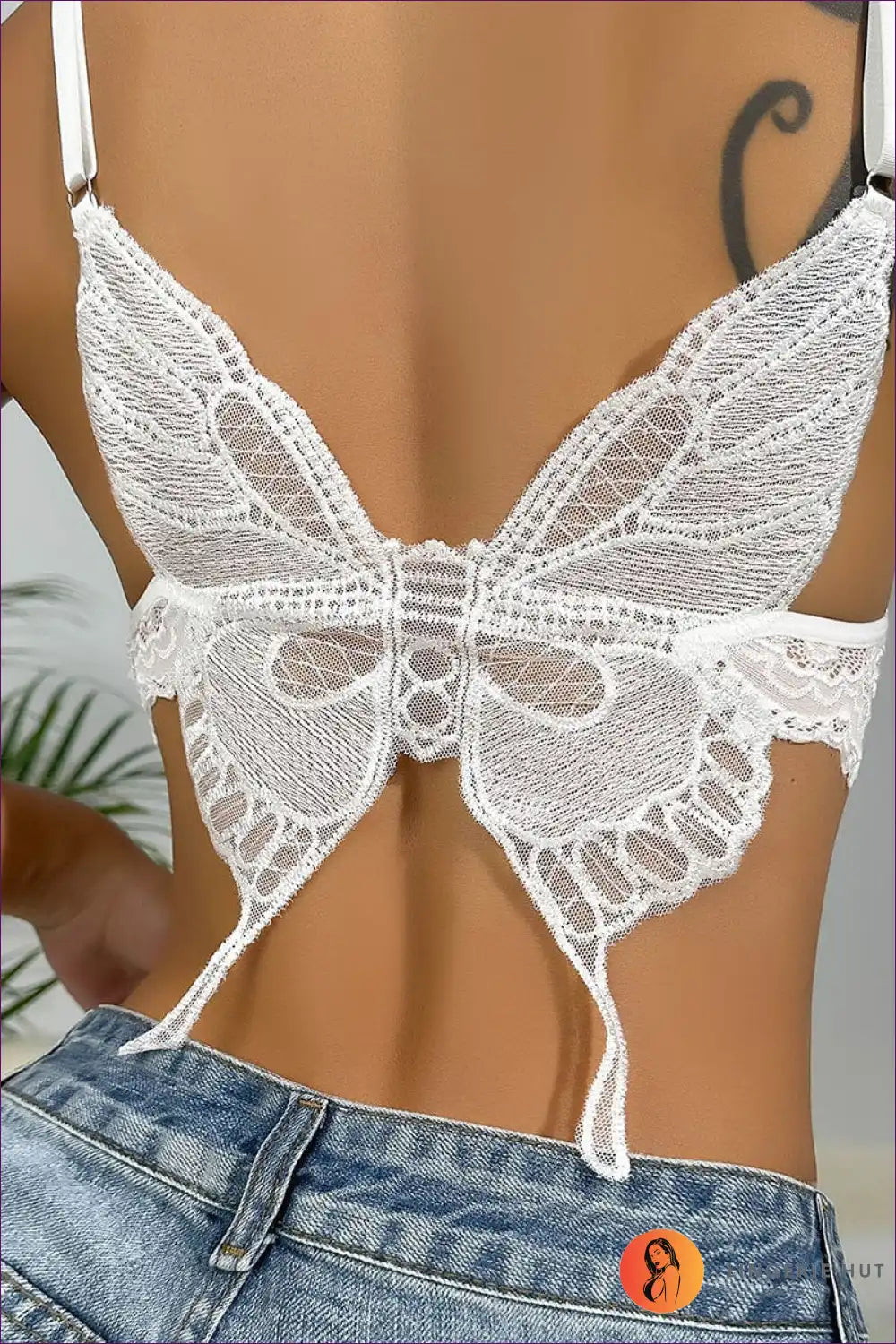 Embrace Summer Elegance With Lingerie Hut’s Butterfly Lace Camisole. Featuring a V-neck And Belted Bow Detail,