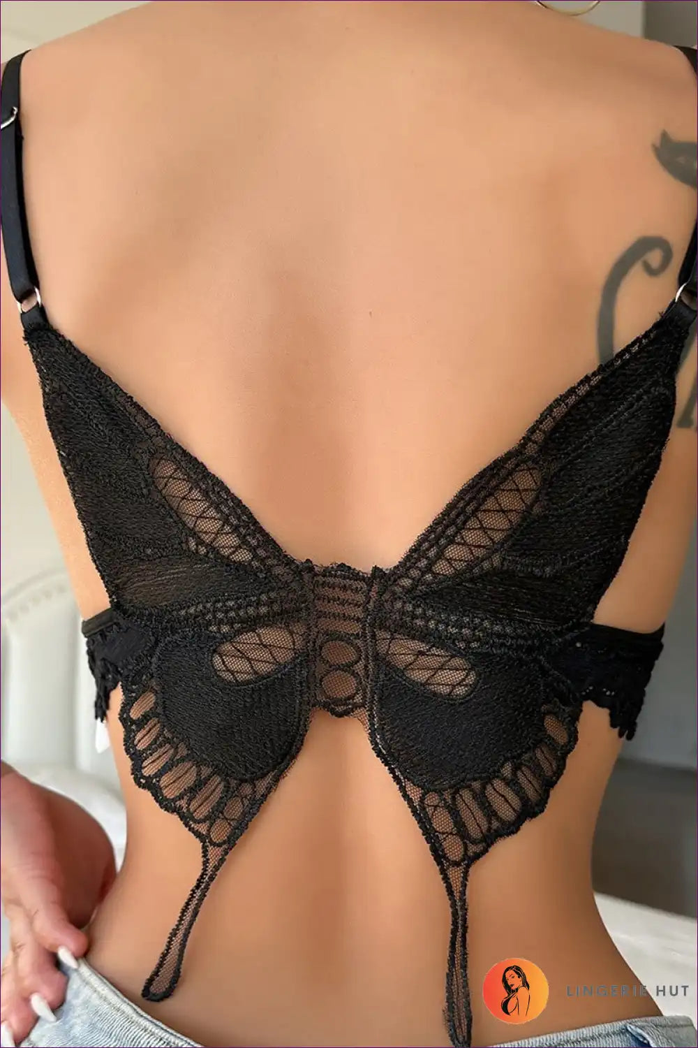 Embrace Summer Elegance With Lingerie Hut’s Butterfly Lace Camisole. Featuring a V-neck And Belted Bow Detail,