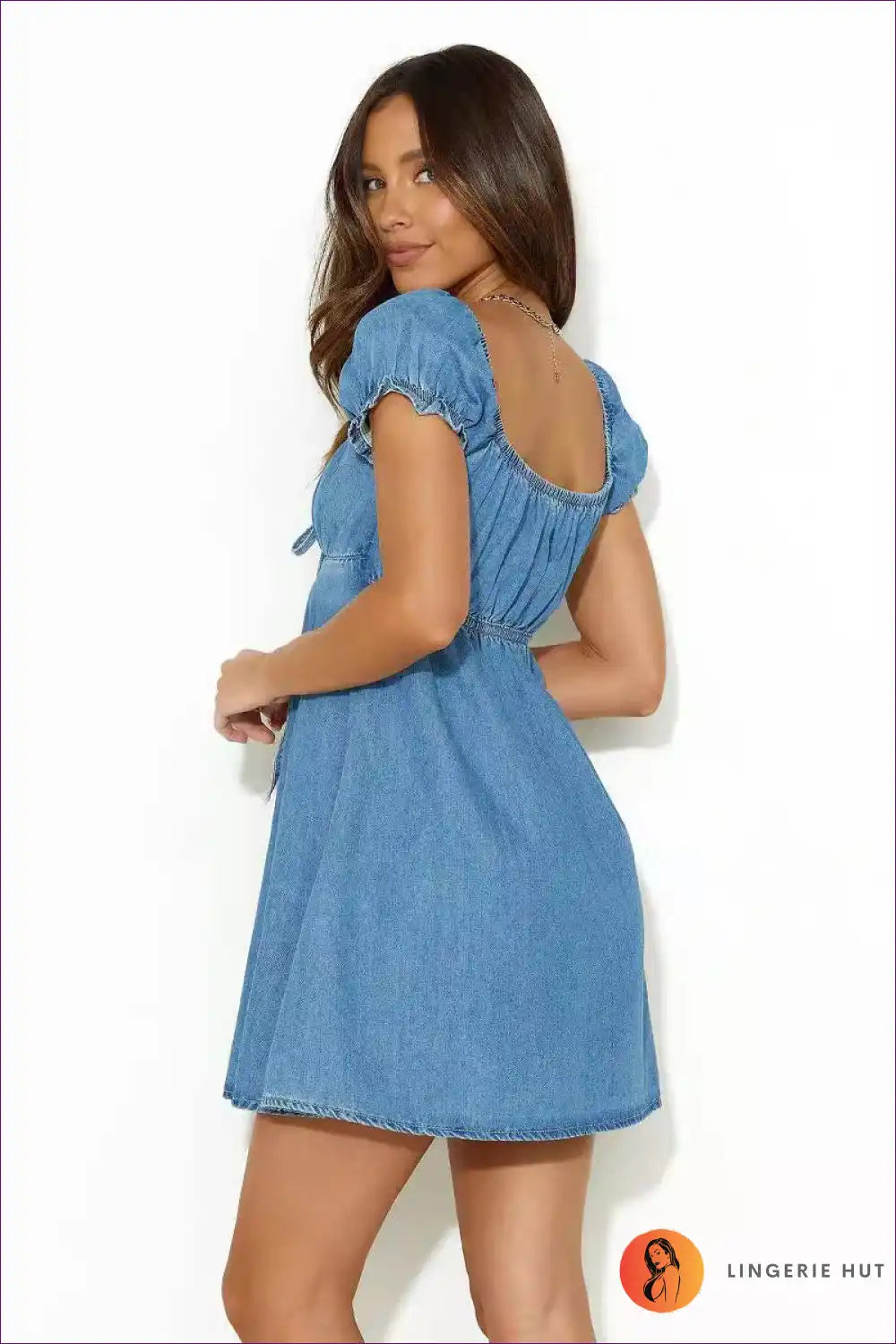 Elegant Denim Cutout Dress – Summer Chic Style For x